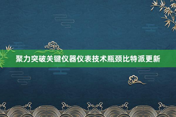 聚力突破关键仪器仪表技术瓶颈比特派更新