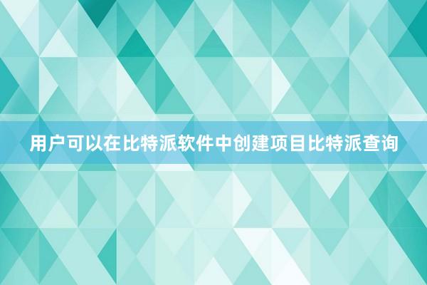 用户可以在比特派软件中创建项目比特派查询