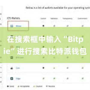 在搜索框中输入“Bitpie”进行搜索比特派钱包